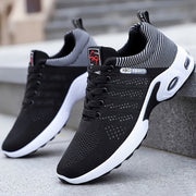 Men's Breathable Knit Sports Shoes All-Season Running Lace-Up Low Top Fabric Upper