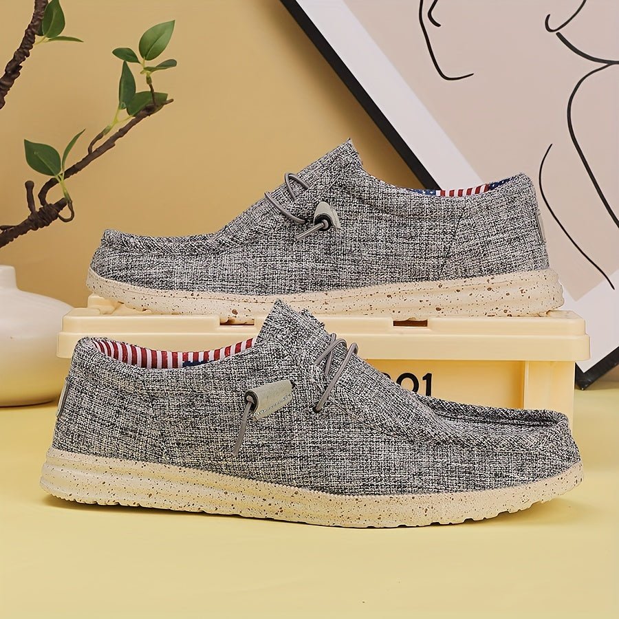 Men's Casual Loafers Breathable Fabric Upper Non-Slip EVA Sole American Flag Accent