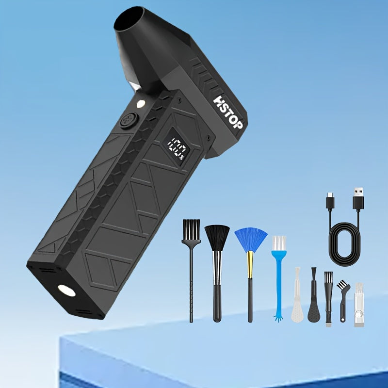 Handheld Portable Turbo Fan with LED Light USB Rechargeable Dust Blower