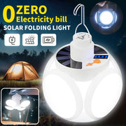 Portable Solar LED Camping Light with Hook Rechargeable USB Foldable Emergency Lantern