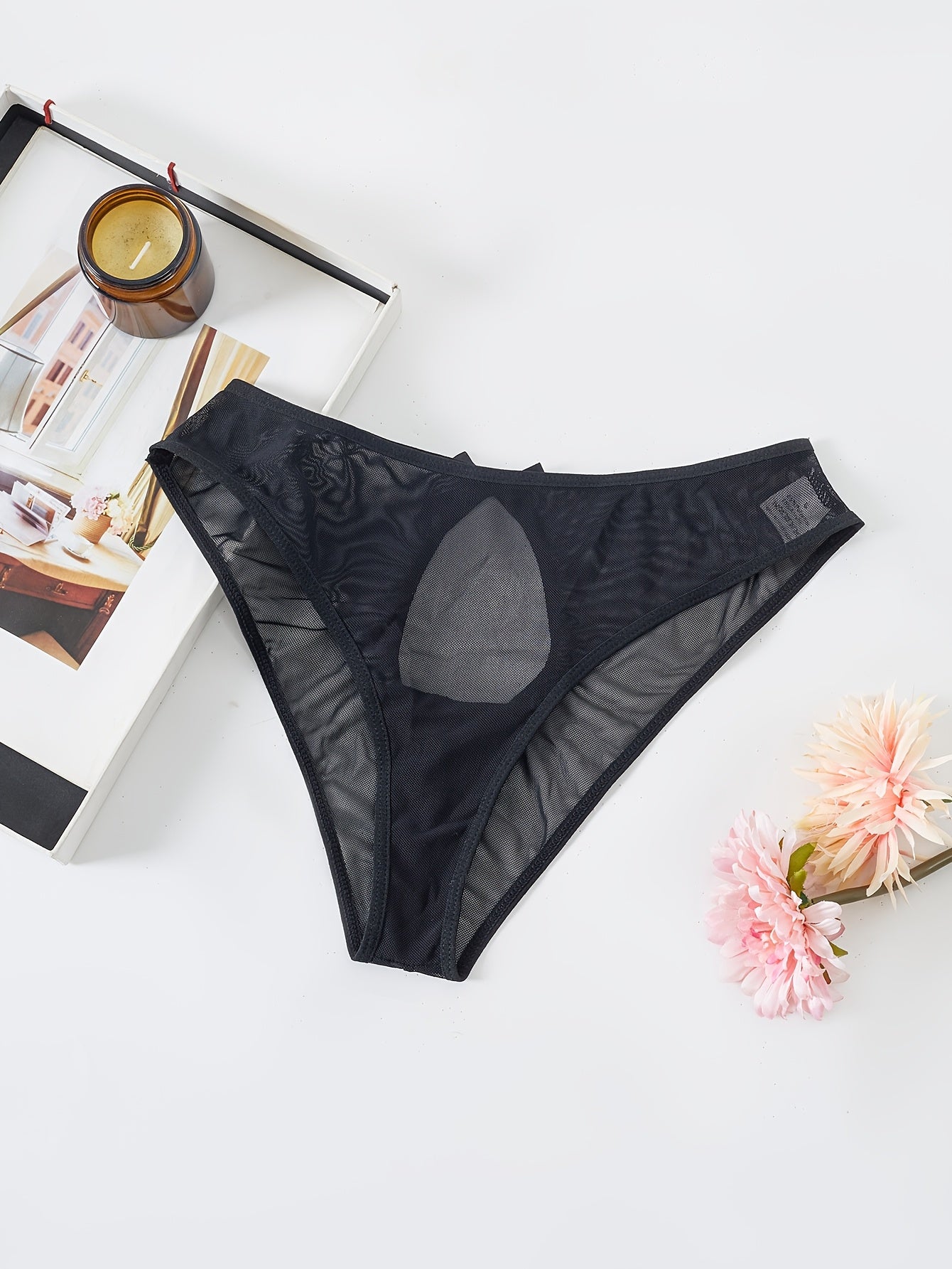 Women's Sheer Briefs Polyester Acrylic Medium Support Solid Color