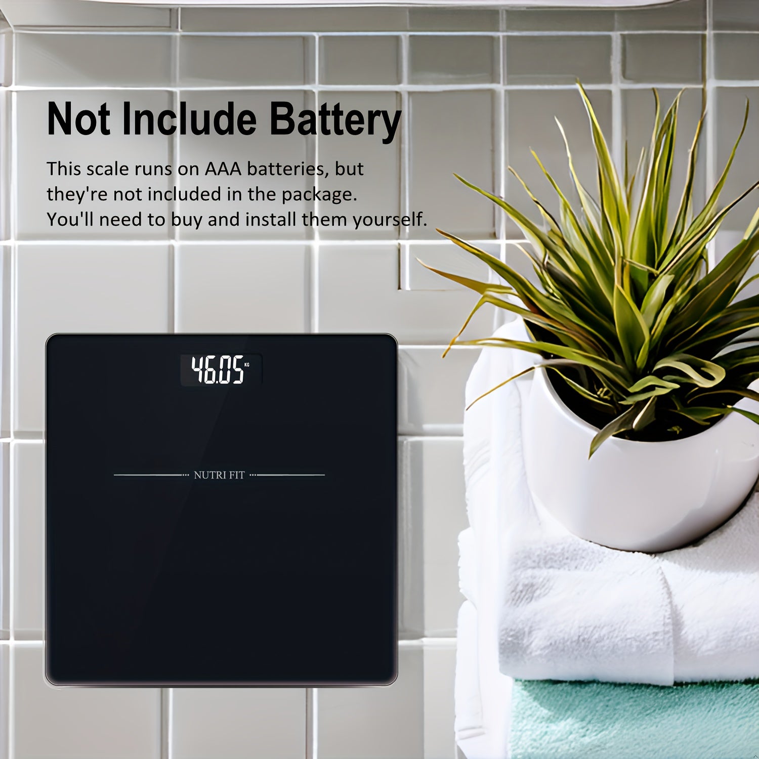 NUTRI FIT Digital Bathroom Scale LCD displey bilan, jismoniy vazn o‘lchash uchun kuchli va aniq, batareyali (Batareyalar kiritilmagan)