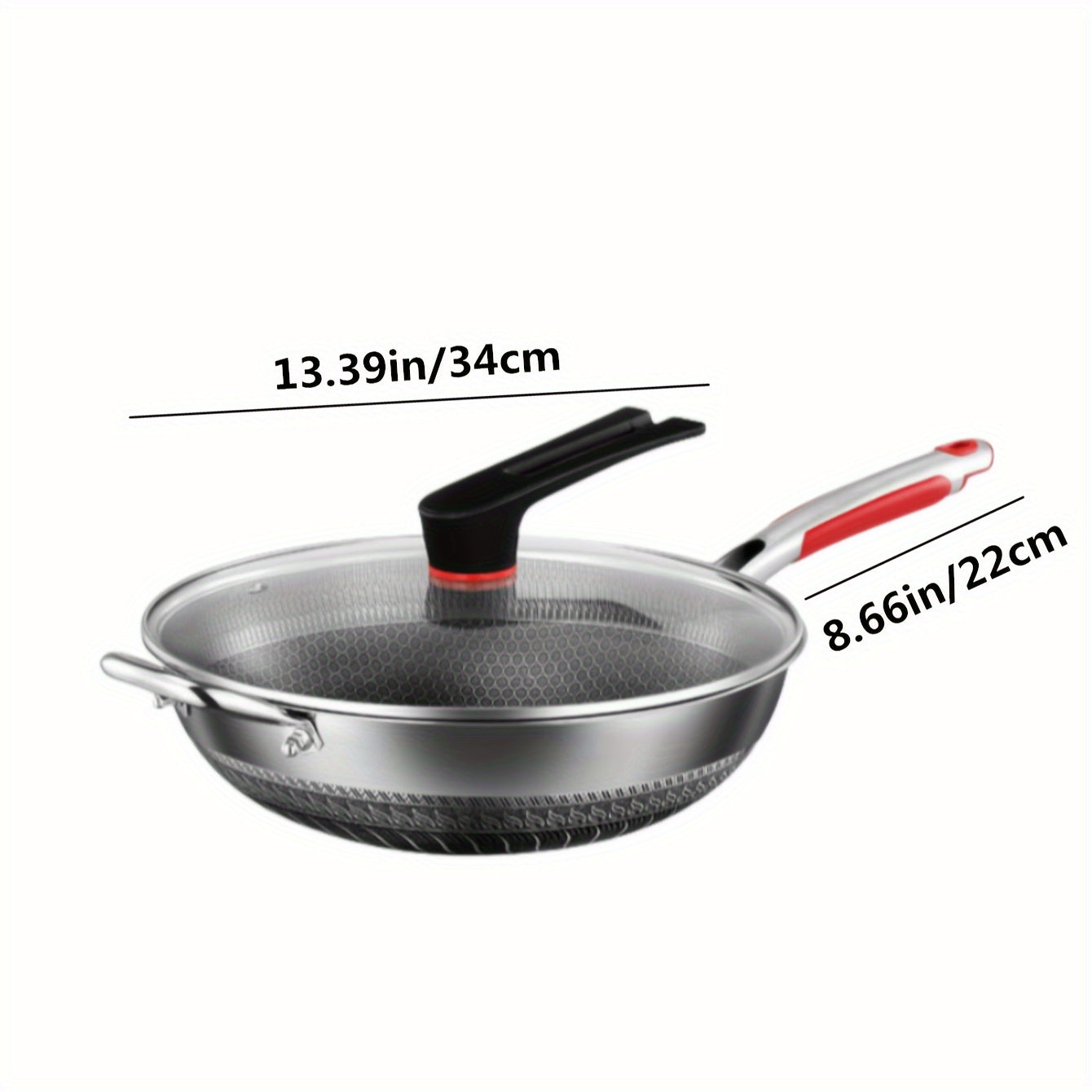 Stainless Steel Frying Pan 32cm 34cm Non-Stick Honeycomb Wok Induction Gas Stove
