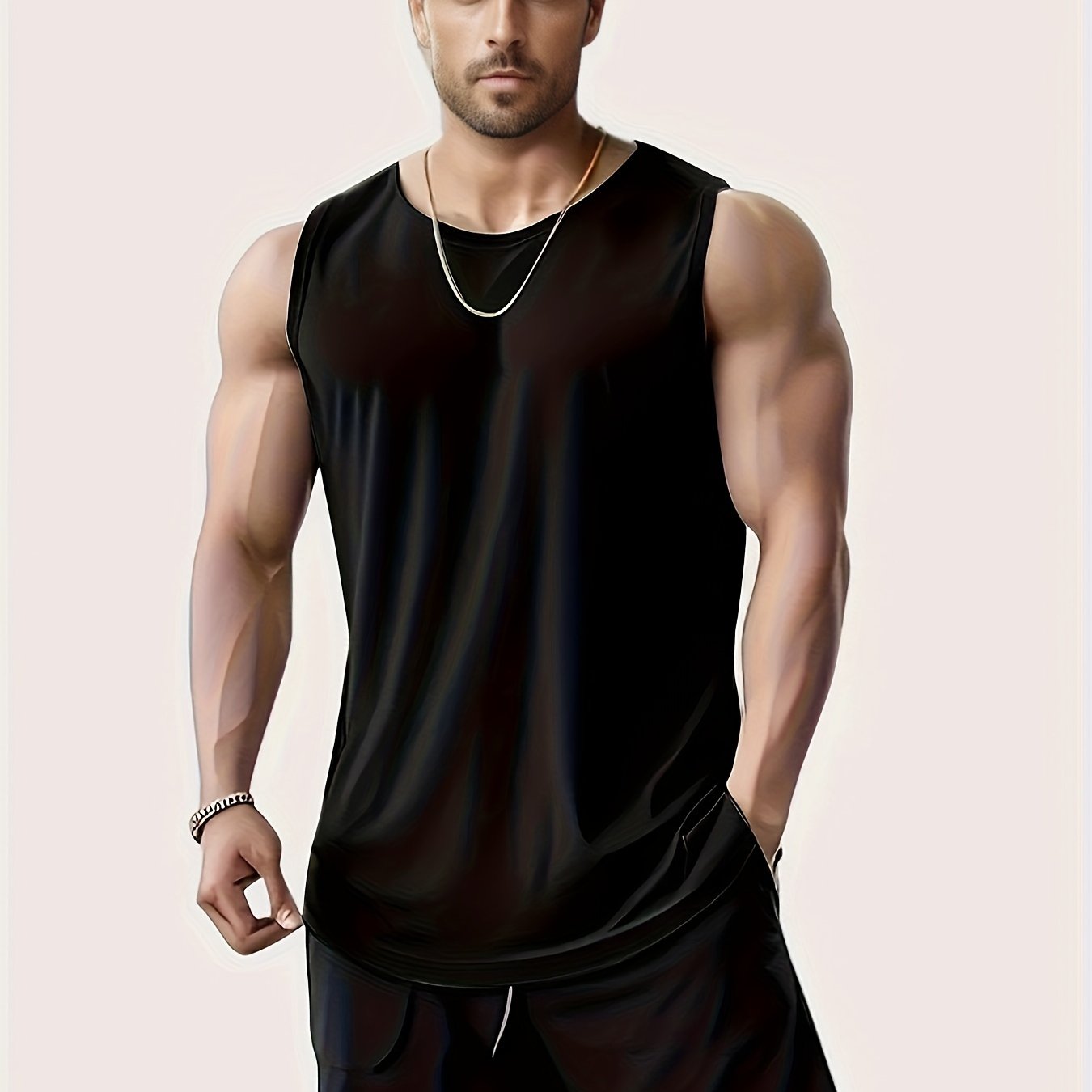 Men's Plus Size Sleeveless Tank Top for Running Training and Workouts Quick-Dry Breathable Polyester