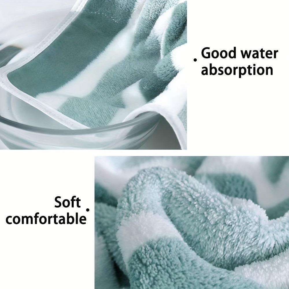 12-Piece Soft Absorbent Striped Coral Fleece Washcloths for Travel and Gym