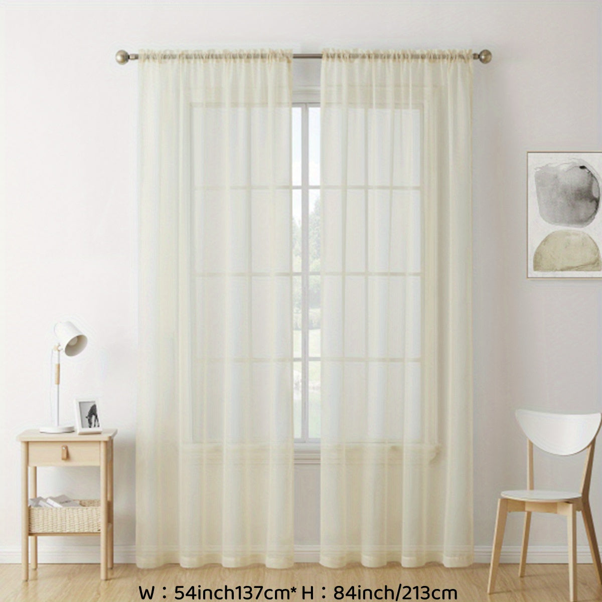 Sheer Voile Curtain Panels for Living Room Bedroom Kitchen Semi-Transparent Polyester