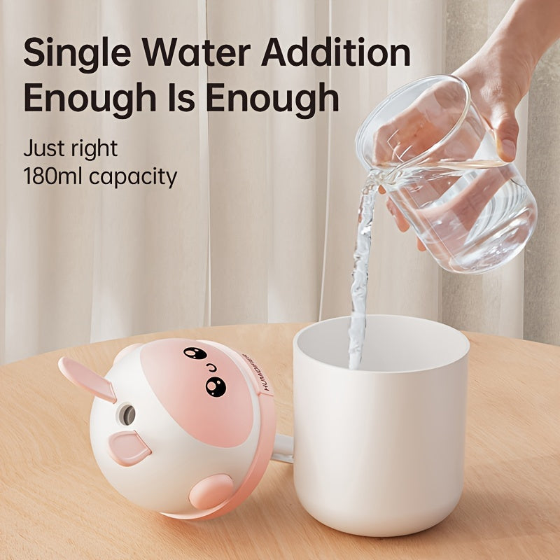 Cute Pink and White Rabbit Ultrasonic Humidifier with Nano Mist for Bedroom and Car