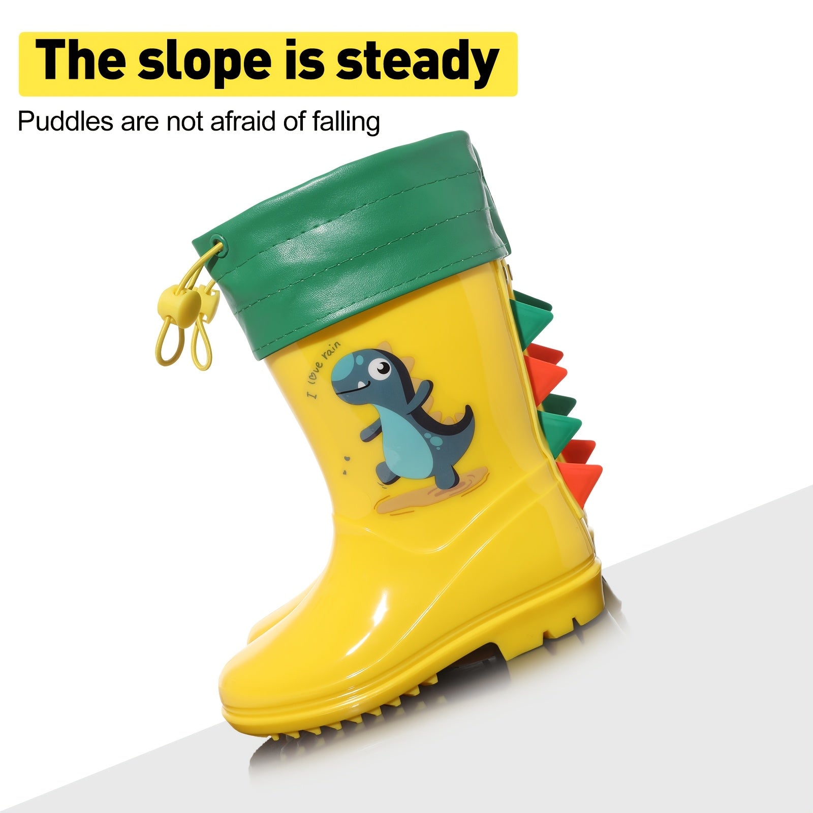 Kids Dinosaur Rain Boots Waterproof Non-Slip Thermal Detachable All-Season