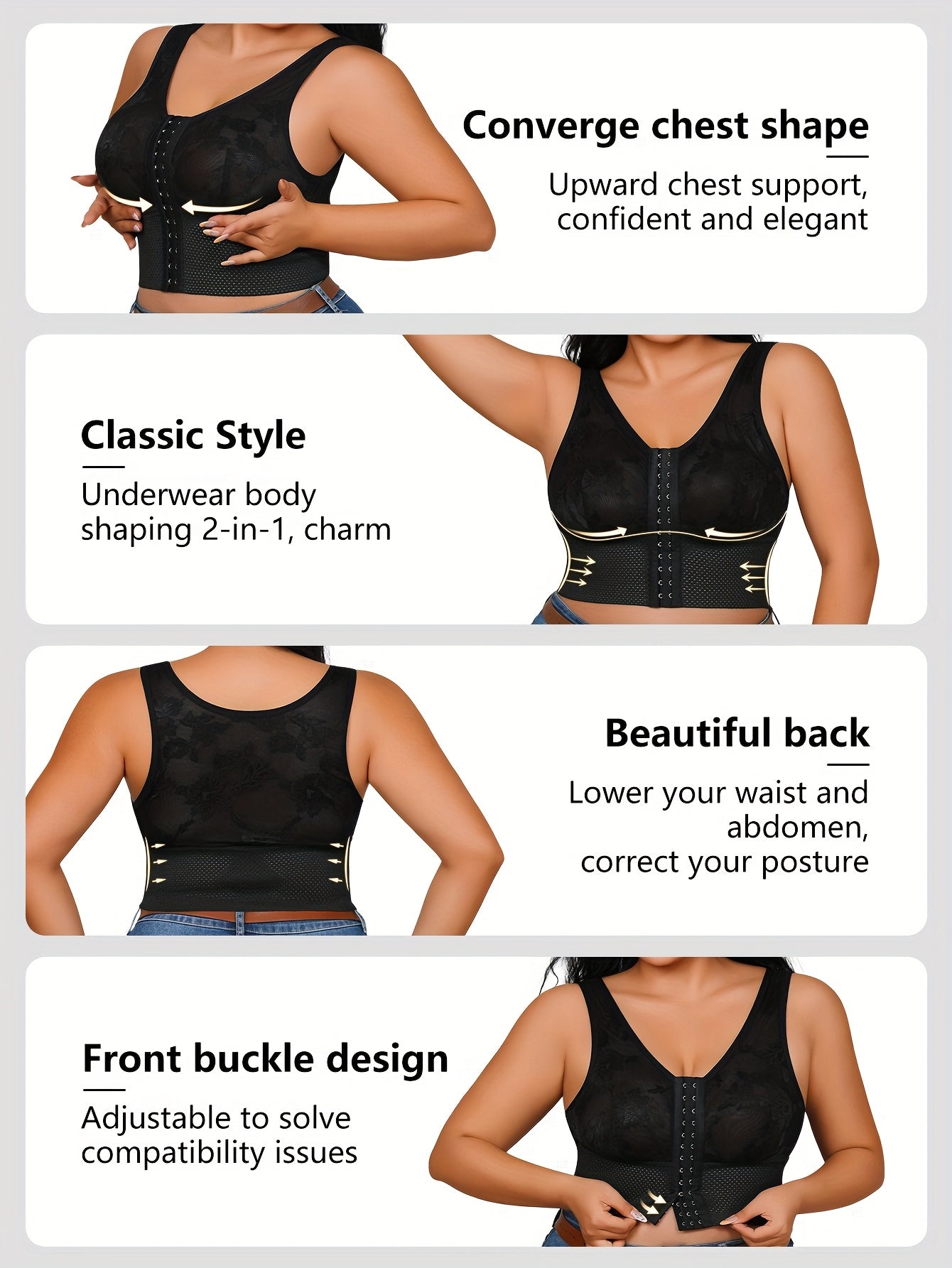 Women's Black Lace-Trimmed Vest with Mesh Panels and Adjustable Straps