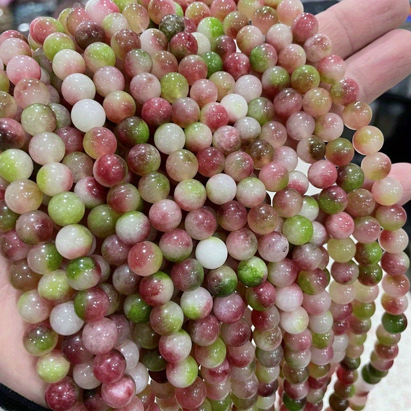 Cuentas de cristal de turmalina de sandía natural de 6-10 mm para hacer joyería