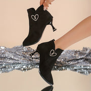 Women’s Frosted Cover Ankle Boots With Zipper Pointed Toe Mid-Heel