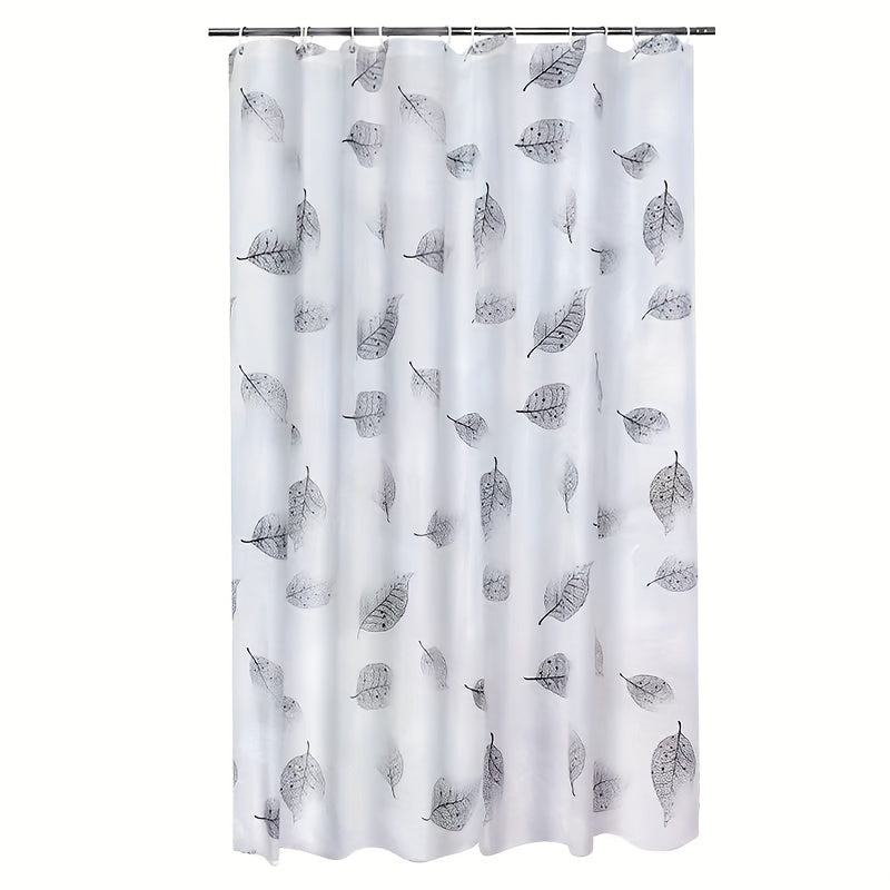 Autumn Leaves Water-Resistant PEVA Shower Curtain with Woven Leaf Pattern and Reinforced Grommets