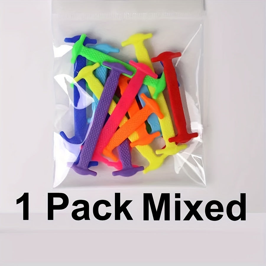 16pcs Silicone No-Tie Elastic Shoelaces for Sneakers and Casual Shoes