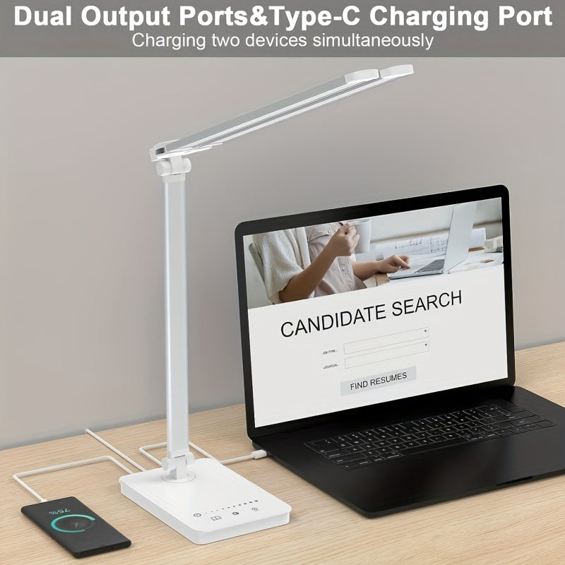 Регулируемая двухрычажная настольная лампа LED с сенсорным управлением, заботящаяся о зрении, яркий свет, питание через USB, черная