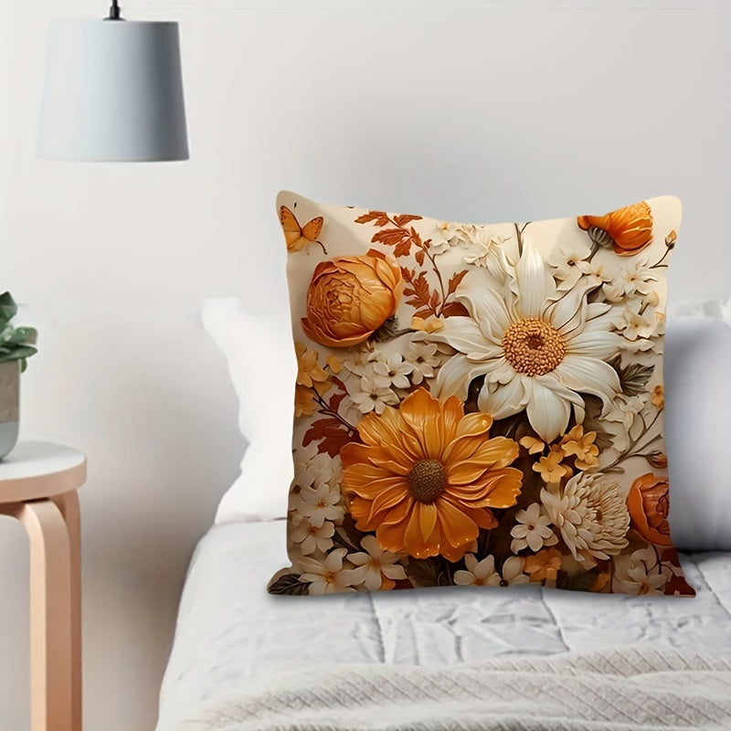 Vintage Floral Foliage Double-Sided Throw Pillow Cover 45cm Cozy Autumn Decor