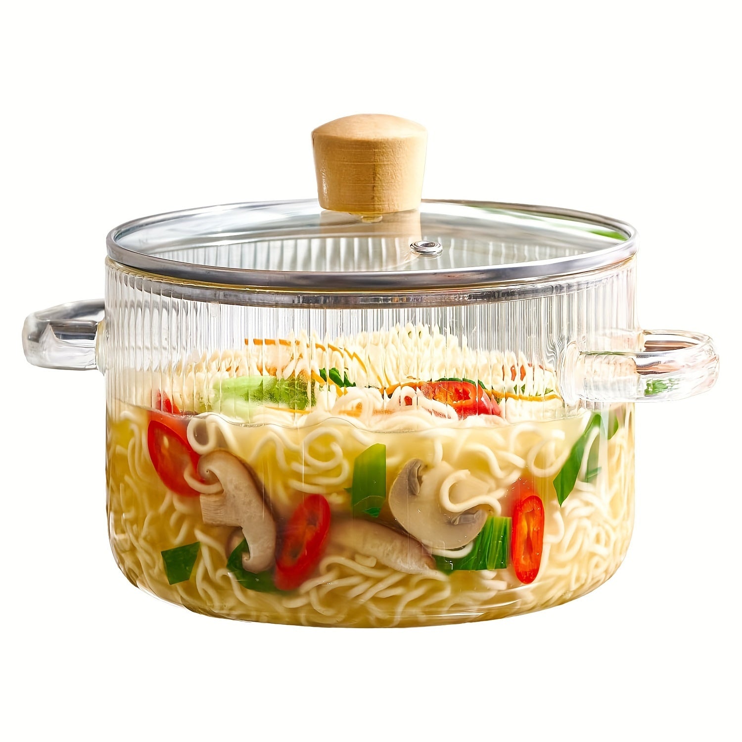 Glass Cooking Pot Set 1.6L Borosilicate with Lid and Paella Pan