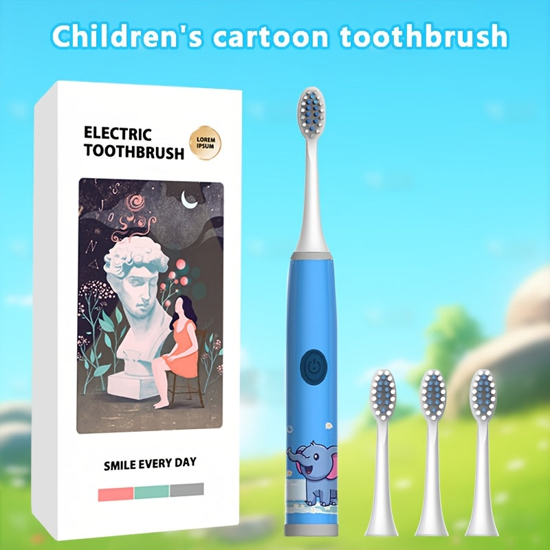 Детская электрическая зубная щетка для детей 3-15 лет, работает на батарейках, 3 цвета, мягкая для зубов