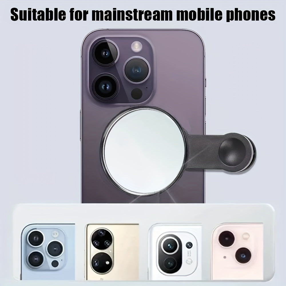 Portativ Smartfon Kamera Oyna Aks Siltash Klipi To'plami, Saqlash Sumkasi bilan, Orqa Selfie Oynasi, Plastik Material, Batareyasiz.