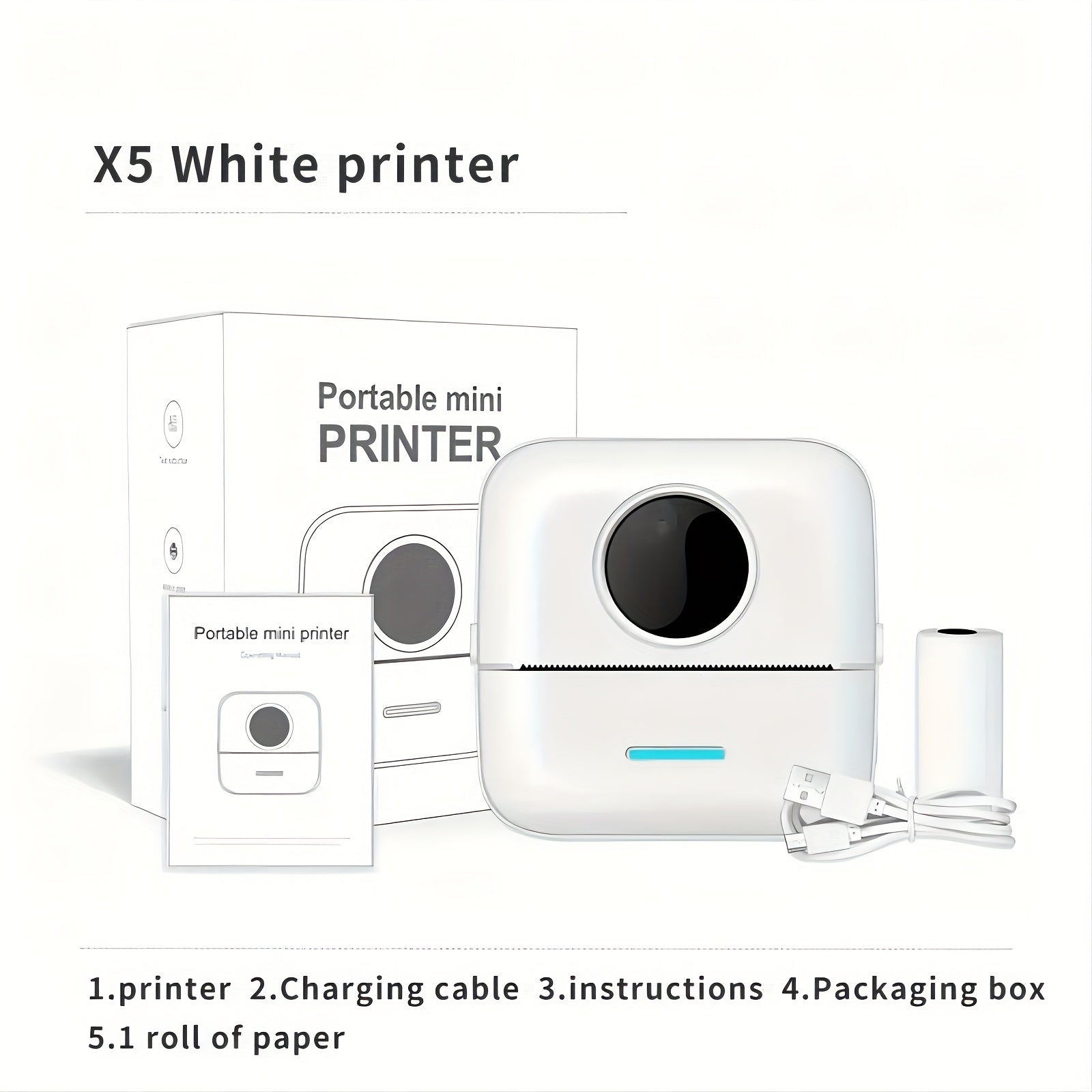 Wireless Portable Mini Printer for Students Thermal Thermal Printing USB Rechargeable