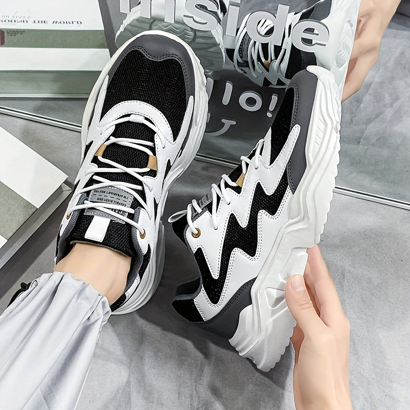 Men's Casual Sports Shoes Mesh Inner EVA Sole Lace-Up Solid Color Round Toe