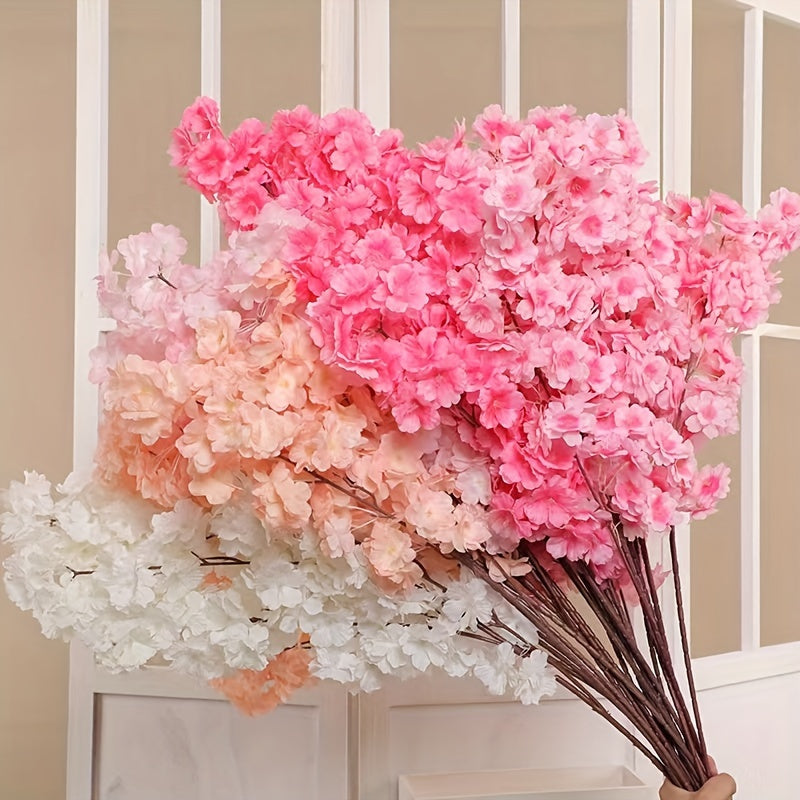 Ramas artificiales de cerezo en flor rosa para decoración de arcos de boda, plástico, sin energía