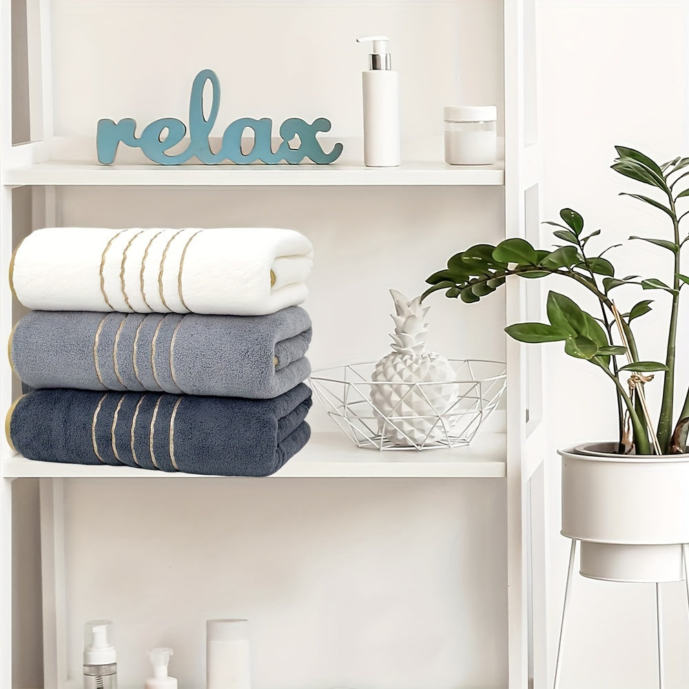 Microfiber Bath Towels 70x140cm Quick-Dry Super Absorbent Striped for Spa Yoga Fitness