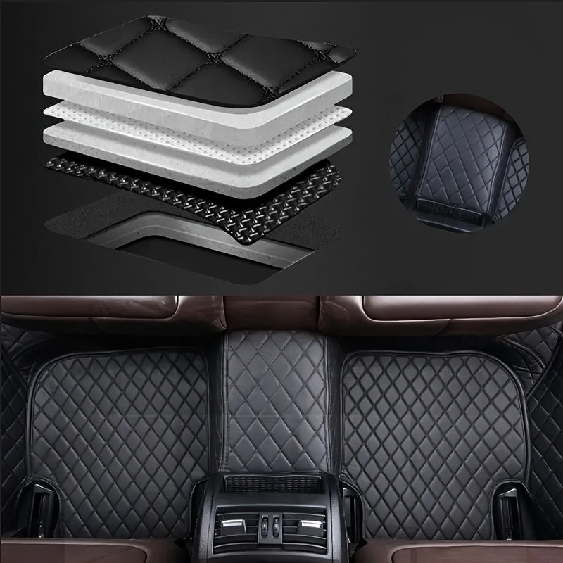 Car Floor Mat Faux Leather Full Coverage All-Weather Durable Easy to Clean