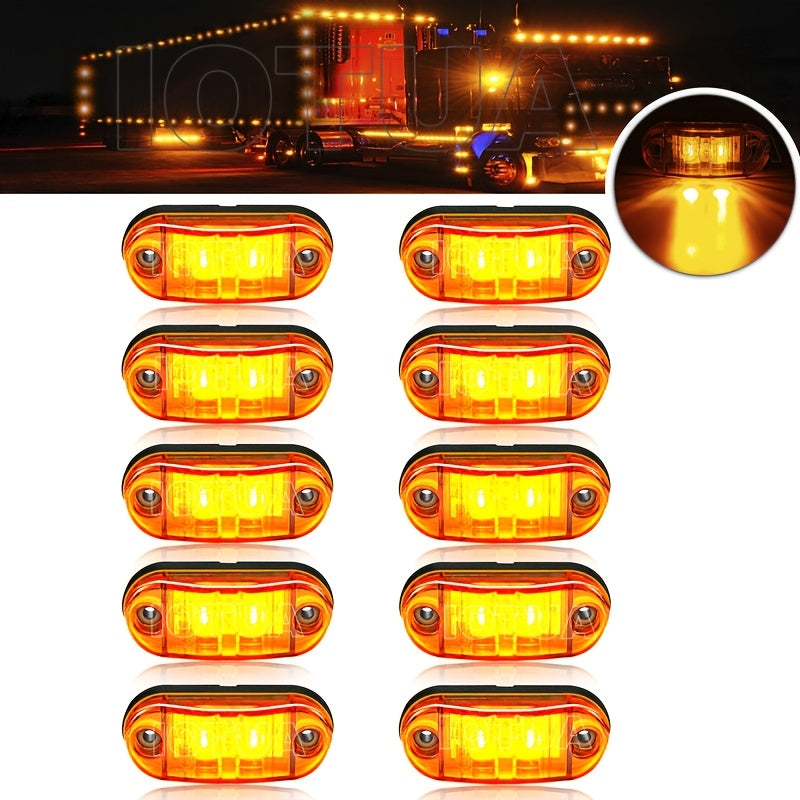 10 Pack LED Marker Lights for Trucks RVs Trailers Amber Red White Rear Hardwired 12-24V
