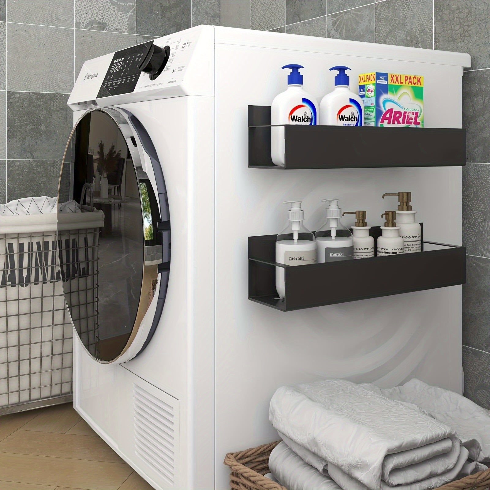 Магнитные настенные полки для холодильника и стиральной машины, комплект из 2 или 4 штук, металлический органайзер для специй