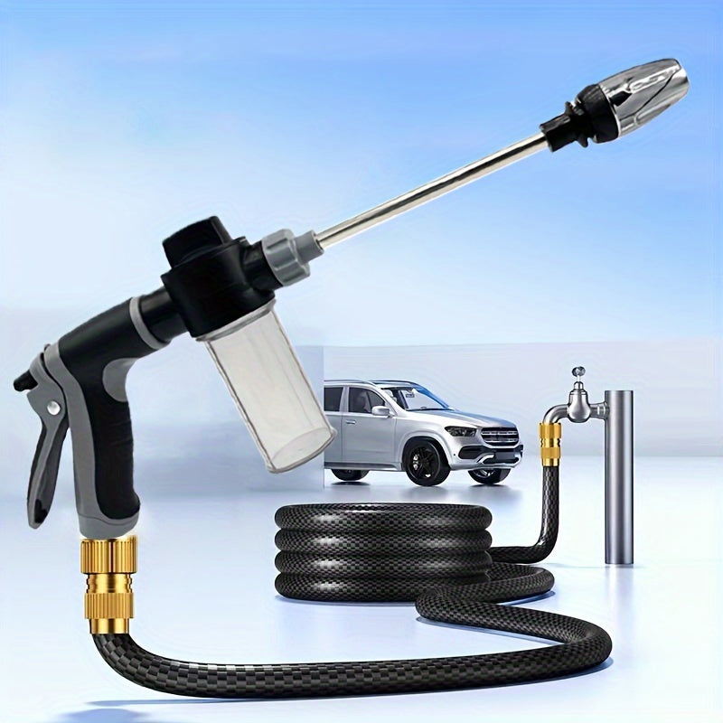 Portable High-Pressure Car Wash Gun with Quick Connection Adapters and Multi-Function Nozzle