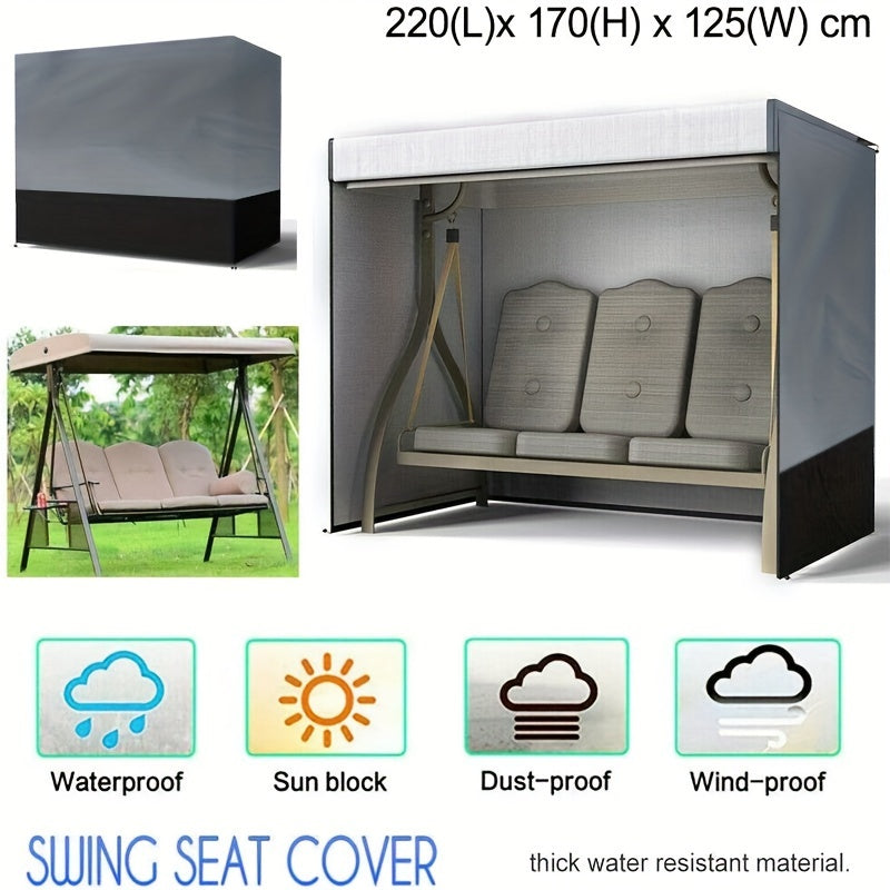 Outdoor Swing Cover for 3-Seat Patio Furniture Waterproof Black Gray