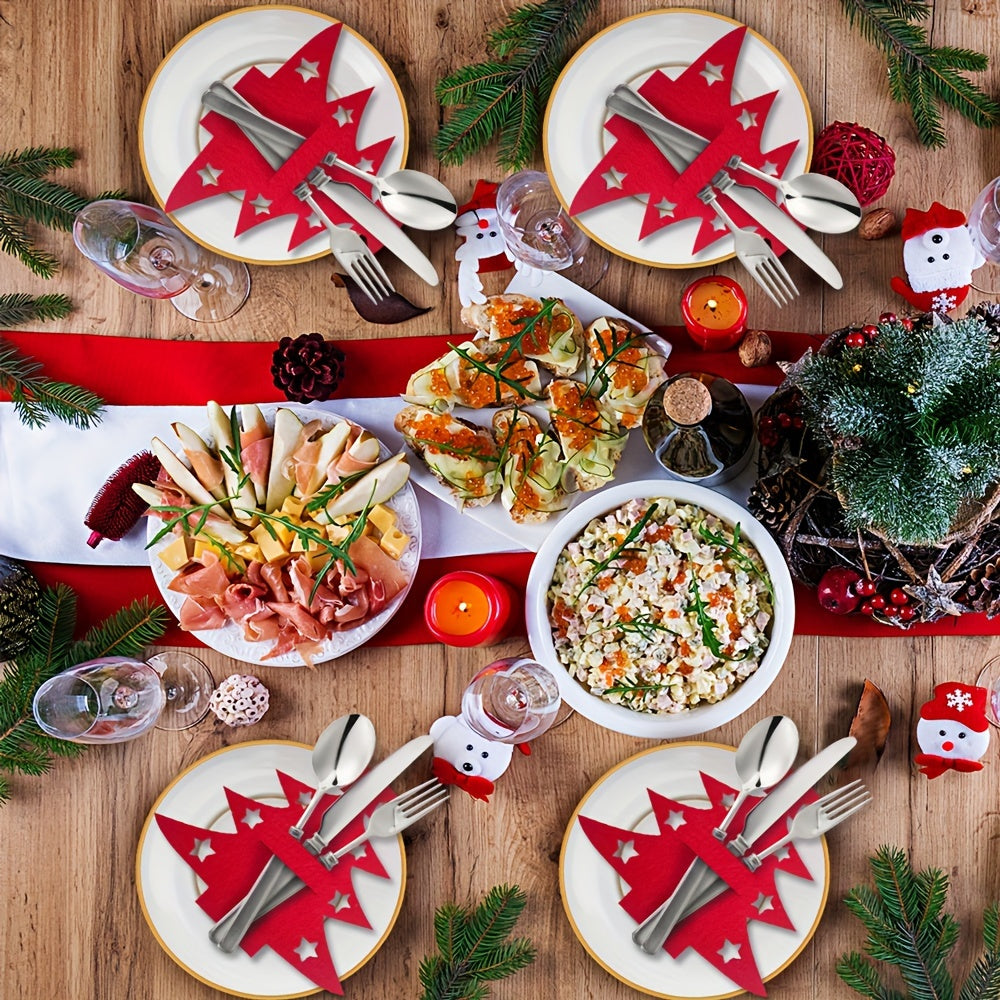 12-Piece Christmas Tree Cutlery Set with Classic Holiday Design for Dining and Party