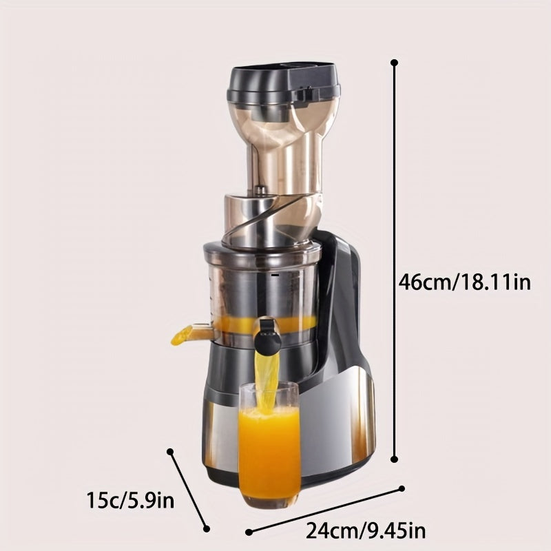 EU Plug Hilton Cold Press Juicer, 300W sekin masticating mashinalari, butun mevalar va sabzavotlar uchun katta oziqlantirish qudug'i, tozalash oson, yuqori sharbat hosili, DIY muzqaymoq, zanglamaydigan po'latdan.
