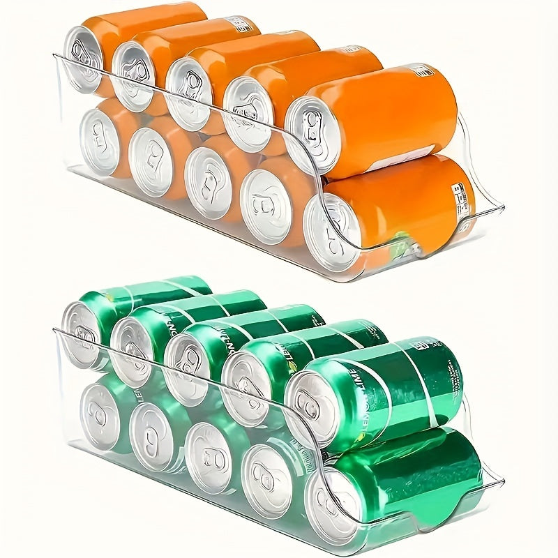 Refrigerator Organizer Bins for Soda Cans, Clear Plastic Pantry Storage, Stackable Can Dispensers