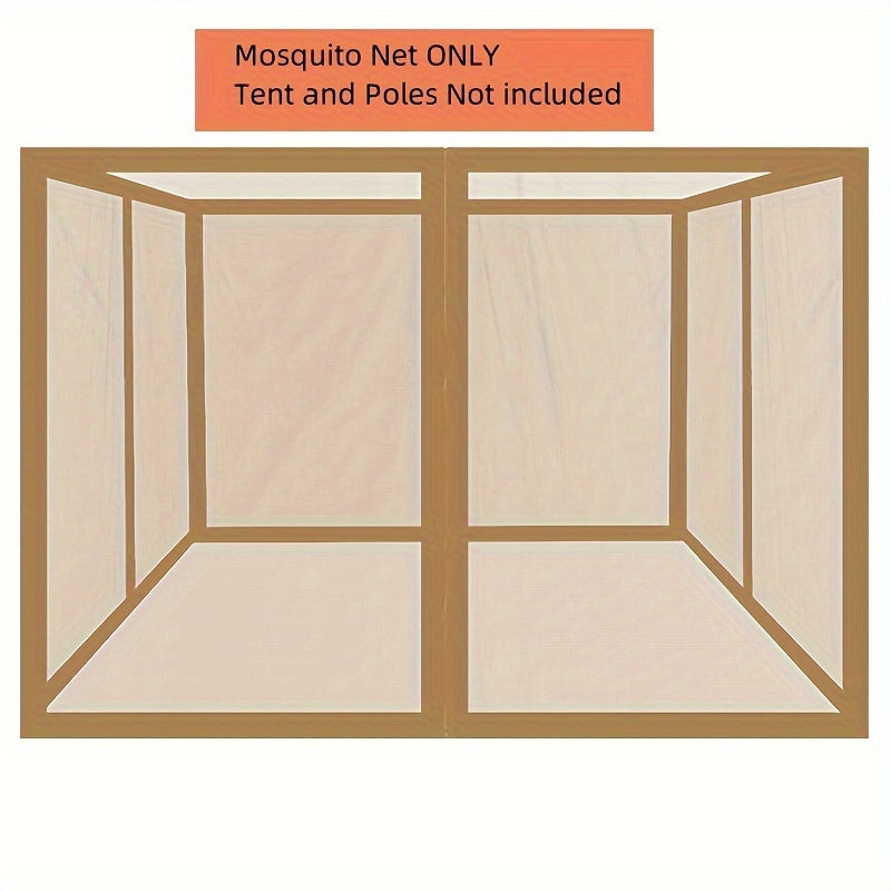 Tashqi chodir uchun qora va jigarrang to'rt eshikli dizayn, to'rt burchakli to'siq va chivinlardan himoyalangan bog' paviloni.