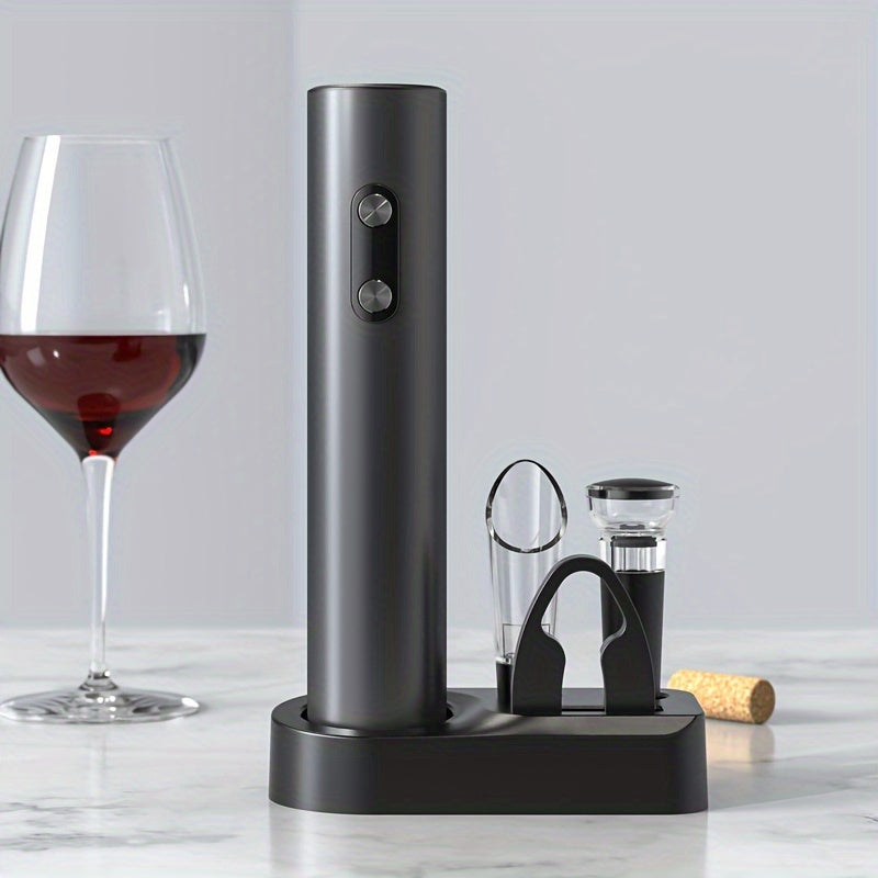 Electric Wine Opener Set with Foil Cutter and Vacuum Stopper for Wine Lovers