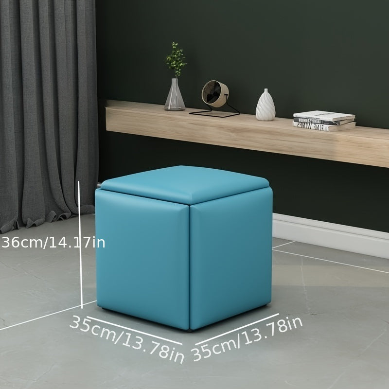 Shimoliy uslubidagi ottoman, yashirin metall ramkali, rang-barang qoplamada 5-in-1 modulli stul, turli muhitlar uchun mukammal - sariq/kulrang/ko'k/yashil va boshqalar.