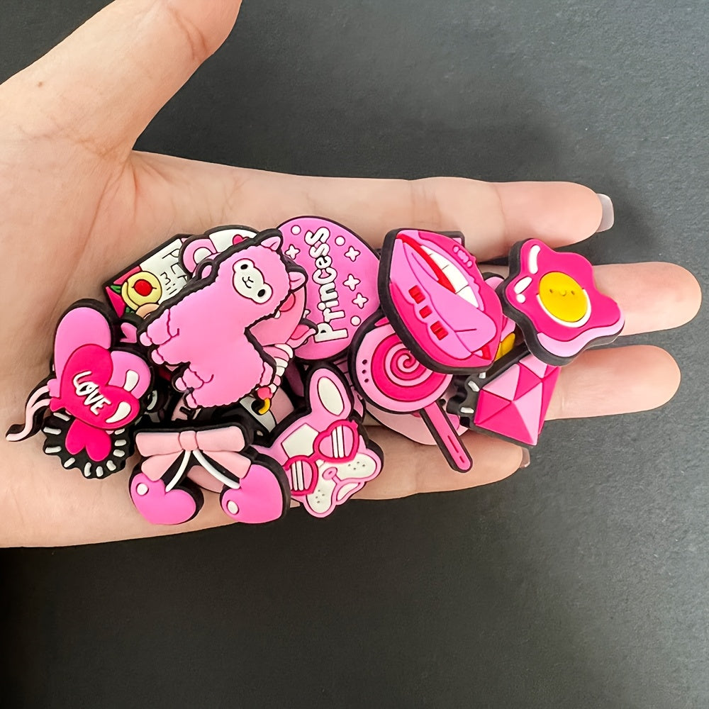 Pink Cartoon Shoe Charms for Girls PVC Animal Heart Shoe Accessories