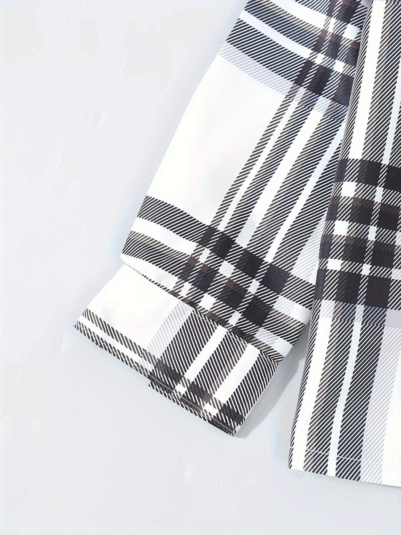 Boys' Casual Plaid Denim Shirt and Jeans Set Lightweight Polyester for Spring Fall