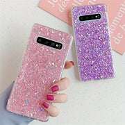 Rang-barang porloq glitter sequined TPU telefon qutisi Samsung Galaxy S10 S10 Plus uchun shokga chidamli tushishdan himoya