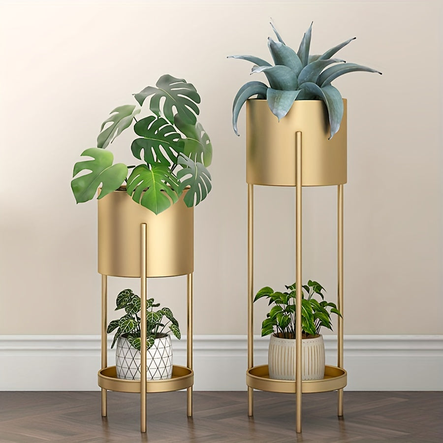 Modern Double-Layer Iron Flower Stand for Living Room and Balcony Decor