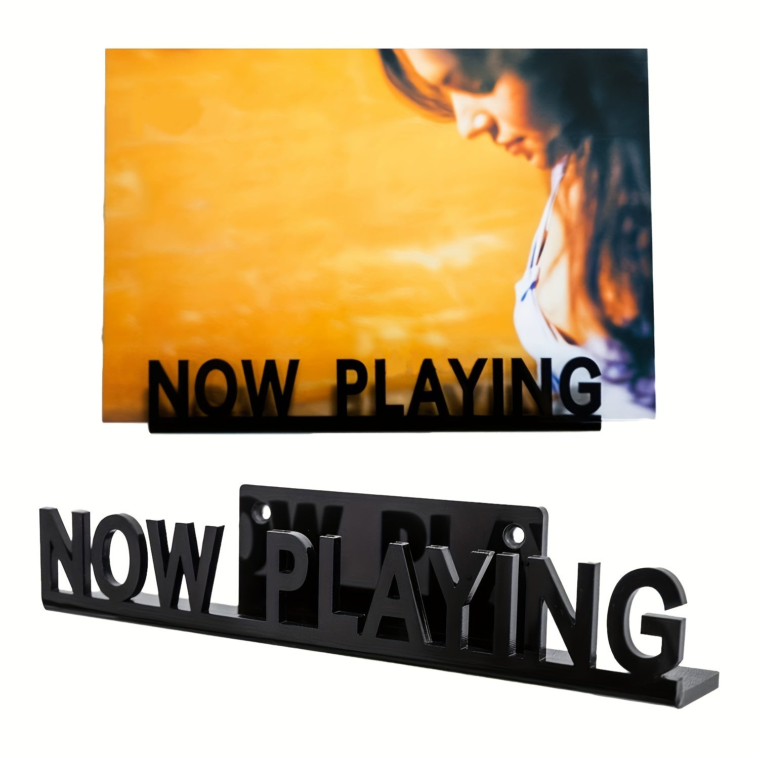 Wall-Mounted Vinyl Record Holder with Now Playing LP Display for Living Room or Shelf