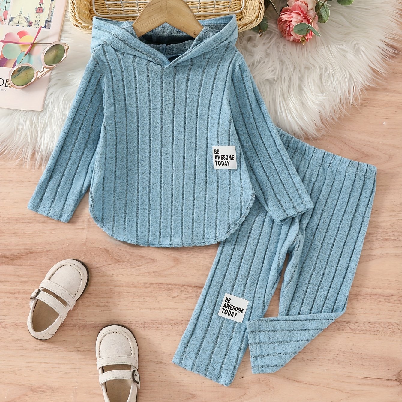 Girls Hooded Striped Pants Set Long Sleeve Spring Fall Casual Kids 12 and Under