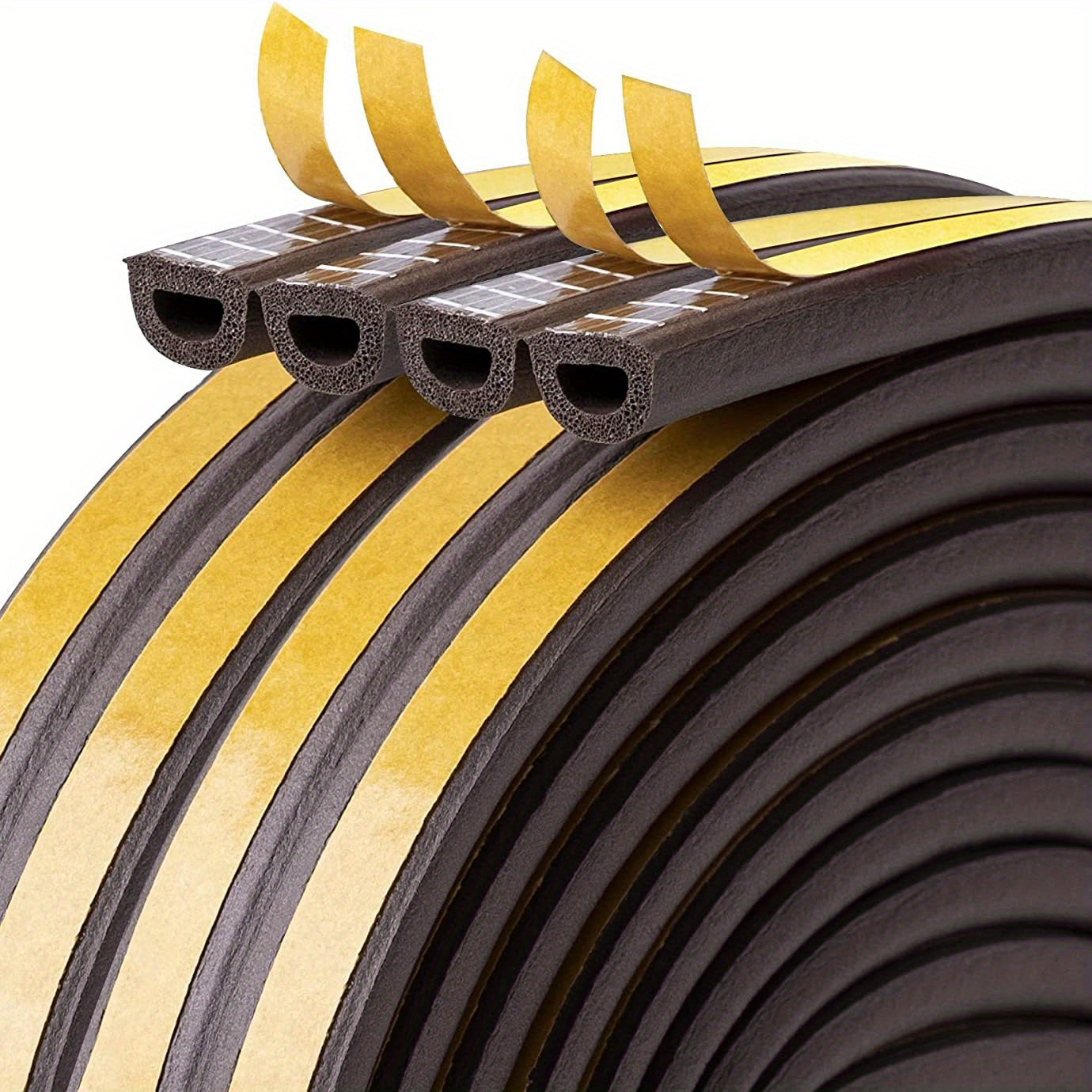 10.06m Rubber Weather Stripping for Doors and Windows Self-Adhesive Insulation Seal Fire Rated 90 Minutes