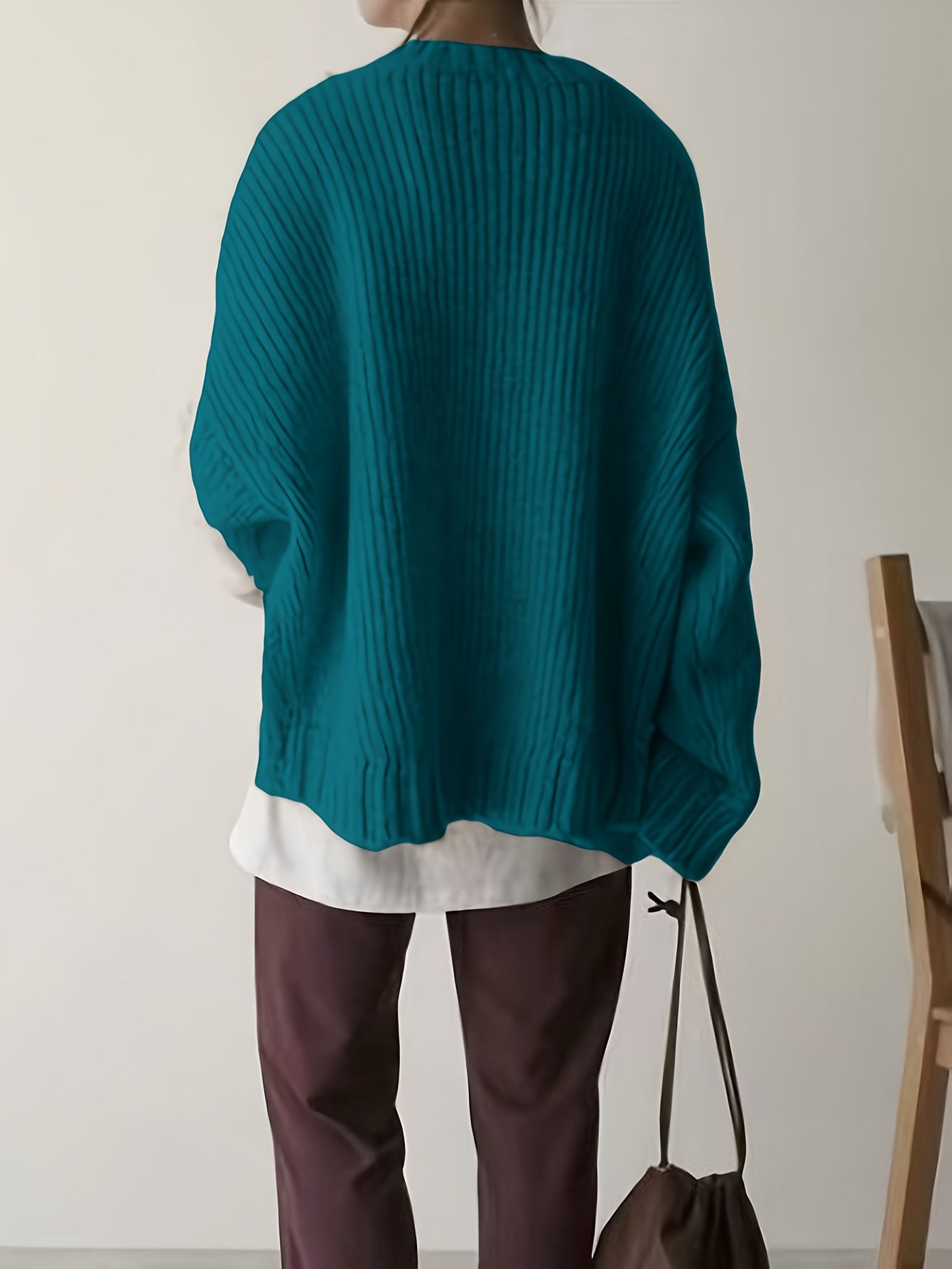 Women’s Plus Size Cozy Red Side Pocket Sweater with Relaxed Fit