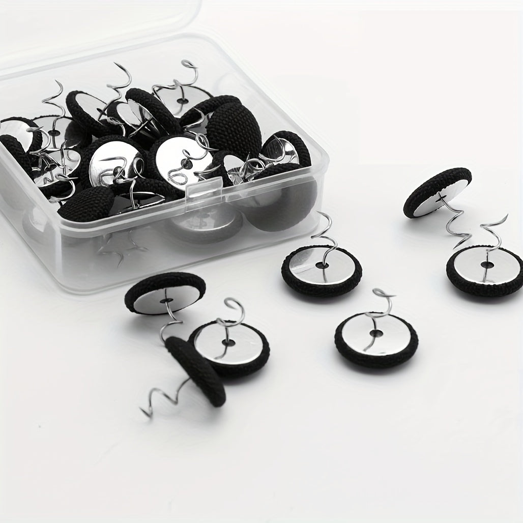 Pack of 20 Linen Covered Button Twist Pins for Upholstery and Home Decor