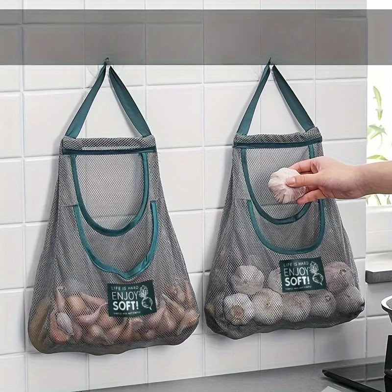 Organizador de malla para colgar en la pared para frutas, verduras, jengibre, ajo y almacenamiento de cocina