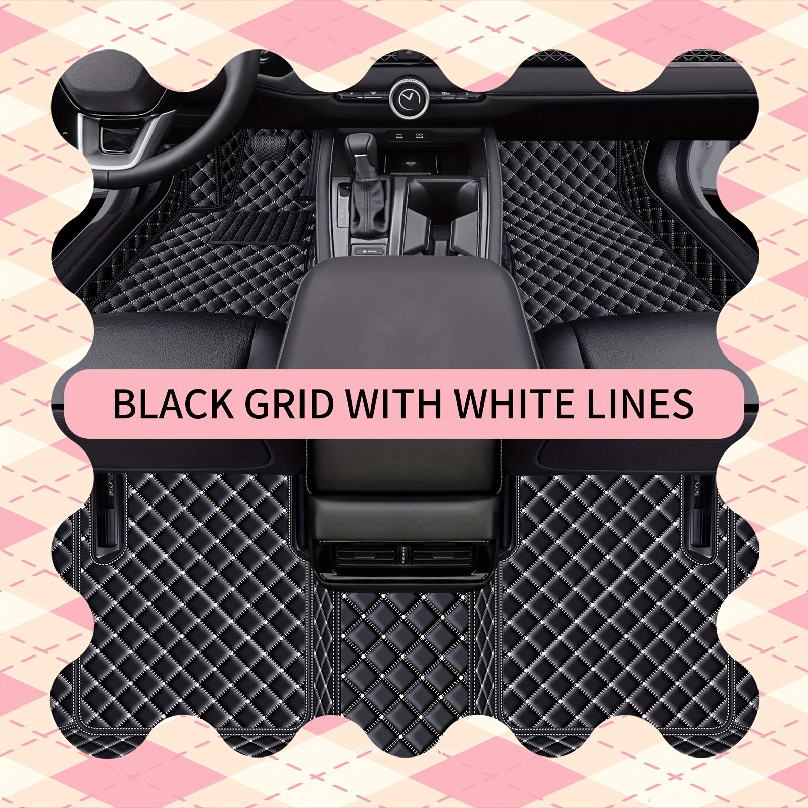 Car Faux Leather Mat Set All-Season Non-Slip Easy to Clean Durability