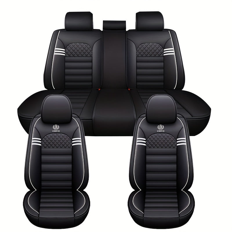 Five-Seat Faux Leather Car Seat Covers Universal Stain-Resistant Durable Cushions