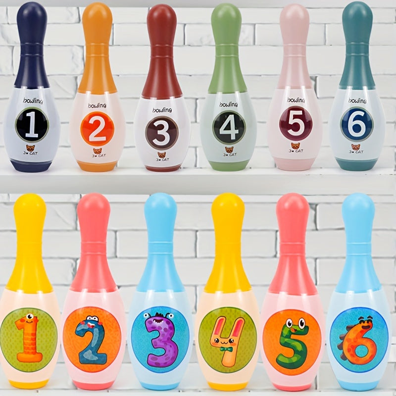 8-chiqishli bolalar uchun bowling o'yinchoq to'plami, ichki va tashqi o'yinlar uchun, ko'k va rang-barang
